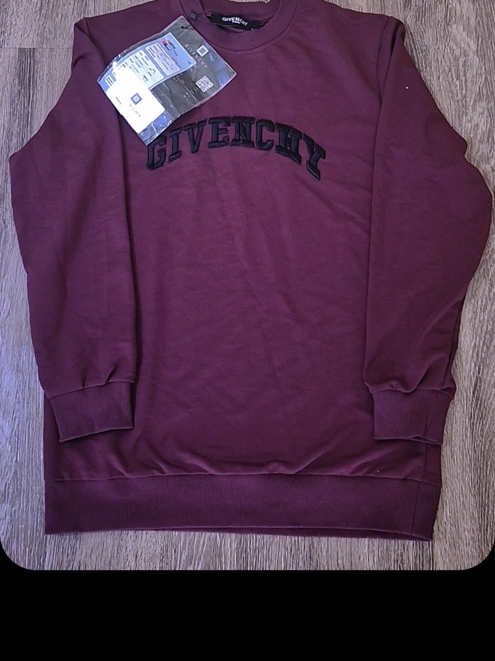 Givenchy Men's Crewneck Sweater in Wine with Black Logo